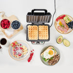 Charger l’image dans la visionneuse de la galerie, Tristar Gaufrier Noir Acier Inoxydable - 2 Gaufres - 1 000 W - Wf-2195