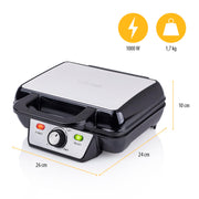 Tristar Gaufrier Noir Acier Inoxydable - 2 Gaufres - 1 000 W - Wf-2195